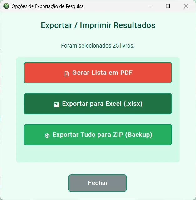 Exportação de Relatórios PDF Excel